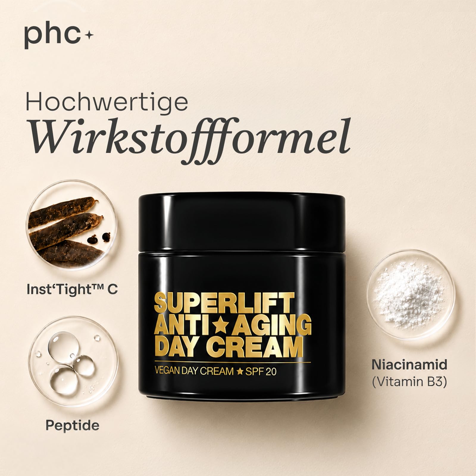 Superlift Anti-Aging Tagescreme 50 ml Gesichtspflege | Mit Niacinamid, Ceramiden & LSF 20, hochdosierte Gesichtscreme für glatte Haut, vegan, Made in Germany