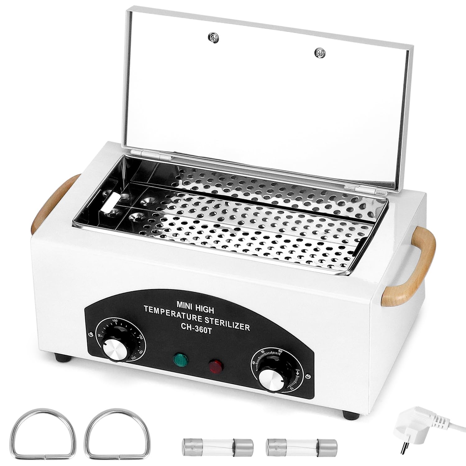 QWORK® Caja de calor seco 220 °C, 300 W, capacidad 2 L, temporizador 0-60 min, para herramientas de manicura, pedicura, peluquería y toallas