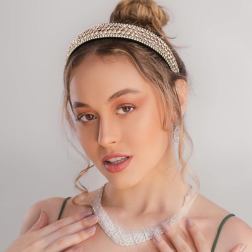 Vista 44 de YISSION 2 diademas para mujer, diadema de diamantes de imitación, diadema de perlas de cristal con brillantina, diademas de moda para niñas, Plateado