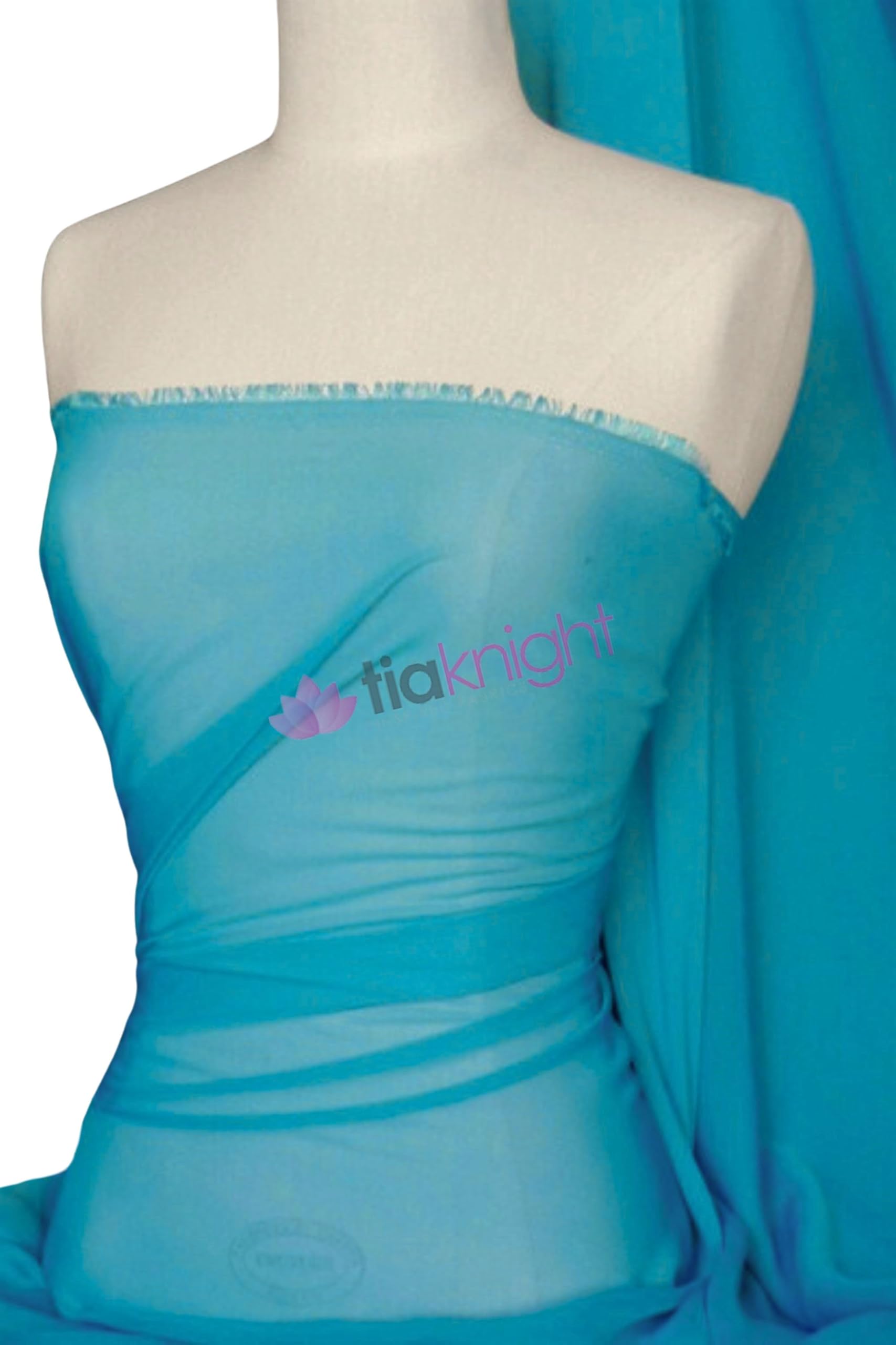 Chiffon Soft Touch Sheer Fabric Material | 156 cm Wide Approx | Sold by The Metre | Same Day Dispatch | by Tia Knight (Turquoise)