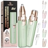 VOGCREST Hair Trimmer, 2 in 1 Facial Hair Remover & Eyebrow Trimmer for Women - Rechargeable, Portable, LED Light