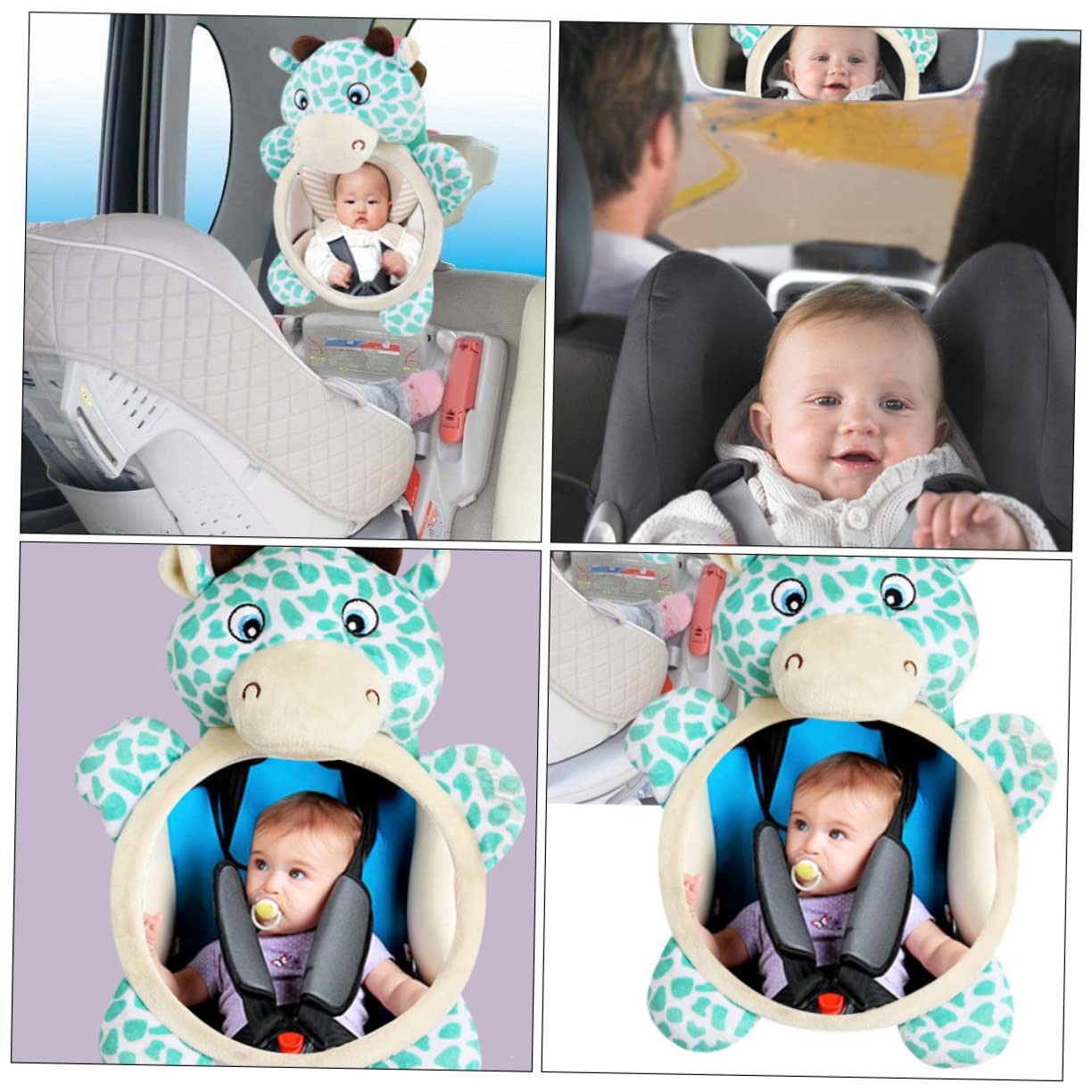 VICASKY 3pezzi Specchietto Retrovisore Per Specchio Di Sicurezza Per Auto Con Design Giraffa Facile Da Installare Osserva Tuo Durante Viaggio Accessorio Adorabile Per Genitori