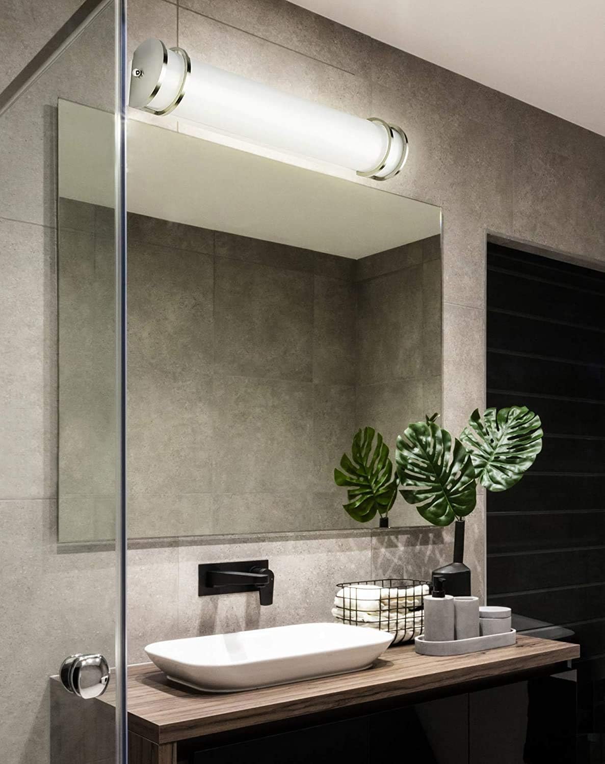 SUNLITE 49141-SU LED Half-Cylinder Bathroom Vanity Light Fixture, Dimmable, 36 Watts, (360W Equivalent) 3060 Lumens, Brushed Nickel Finish, Energy Star Certified, Inch, 30k-warm White