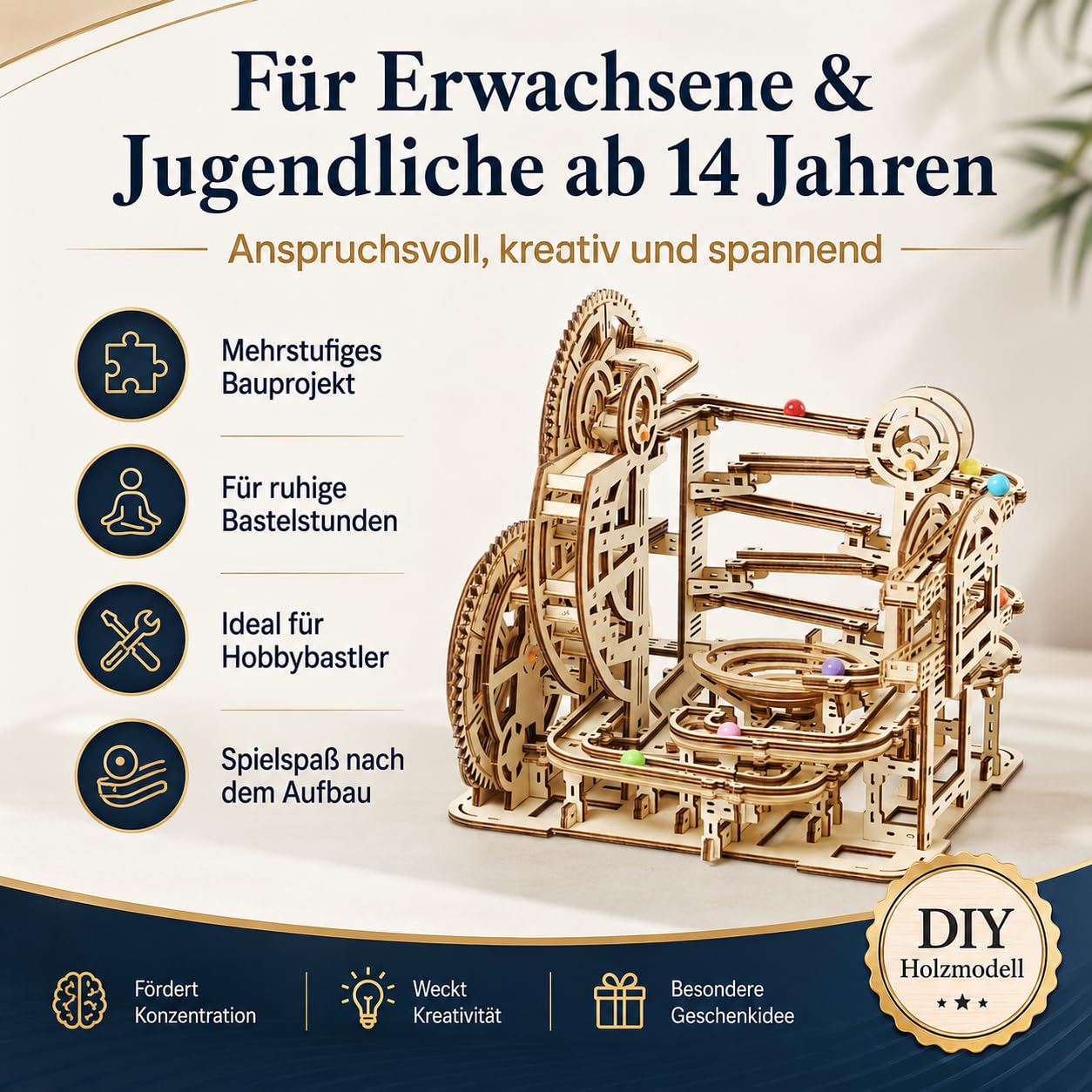 Puzzle in legno 3D Marble Maze – Modello meccanico fai da te per adulti e bambini, kit creativo con ingranaggi, giocattolo educativo e regalo per appassionati di fai da te e modellismo, 396 pezzi