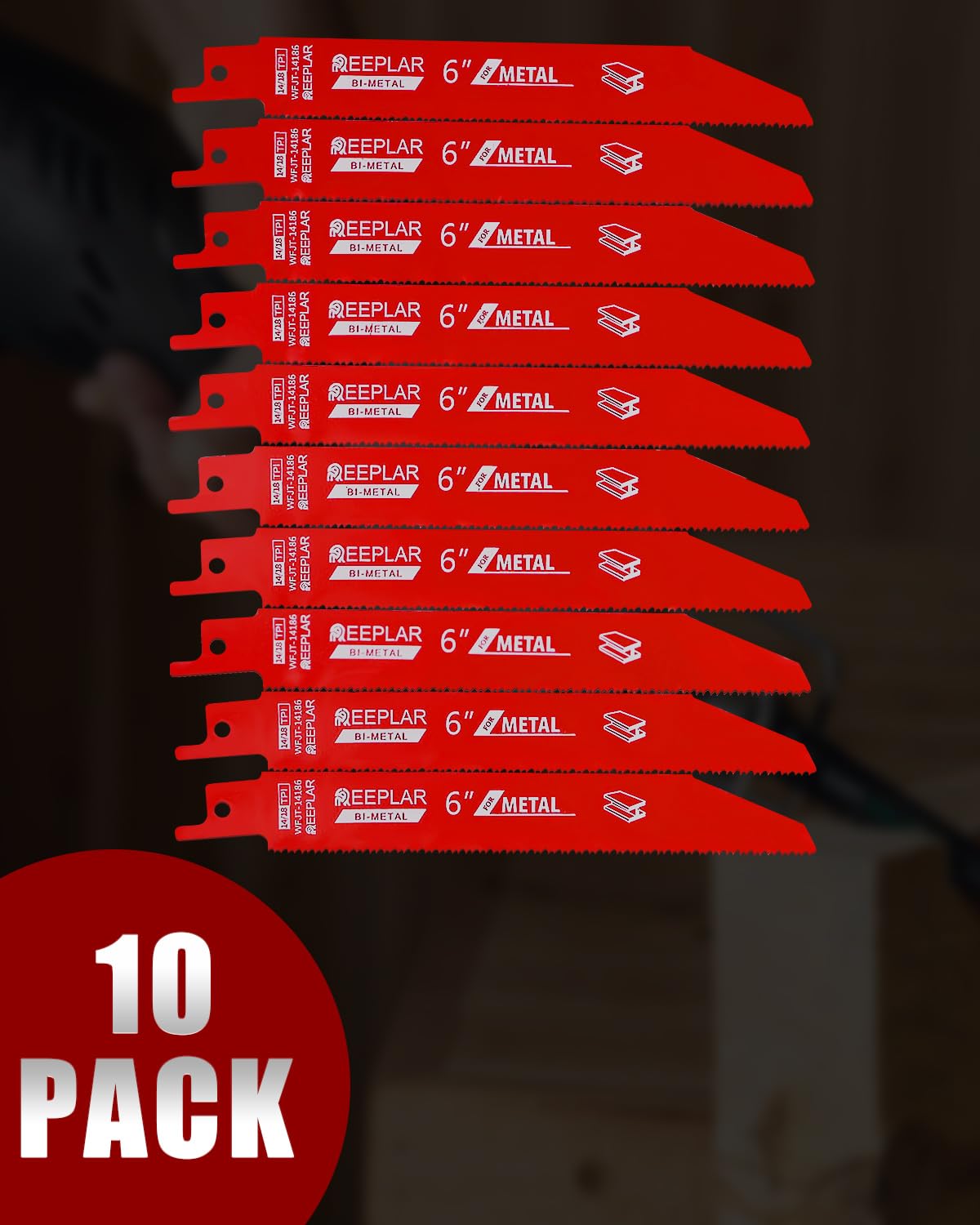 Paquete de 10 hojas de sierra sawzall bimetálicas de 6 pulgadas 14/18 TPI de desmontaje automático para metal, 6 pulgadas 18-TPI hojas de sierra alternantes