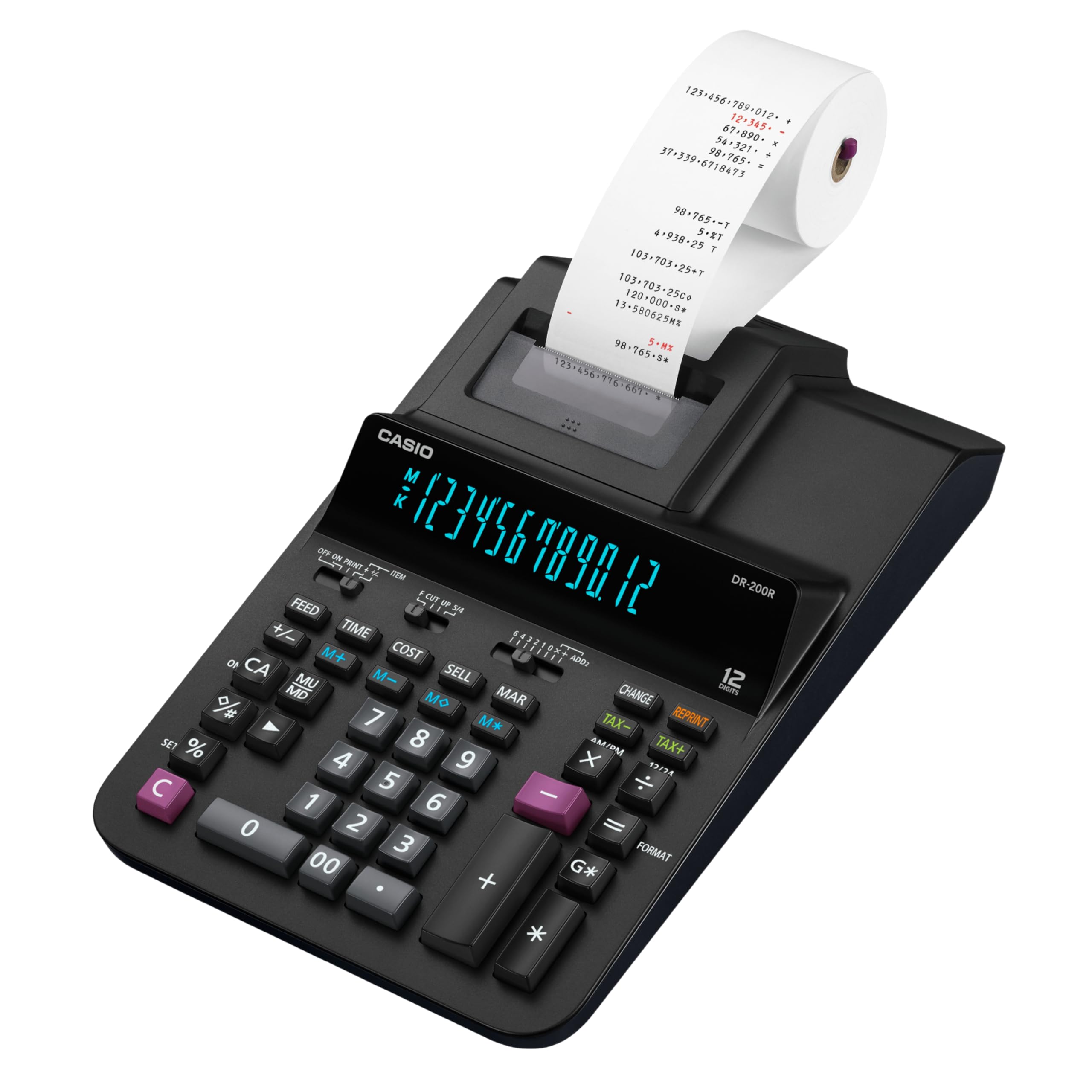 Amazon.com : Casio DR-200R-BK Printing Calculator with 2-Color