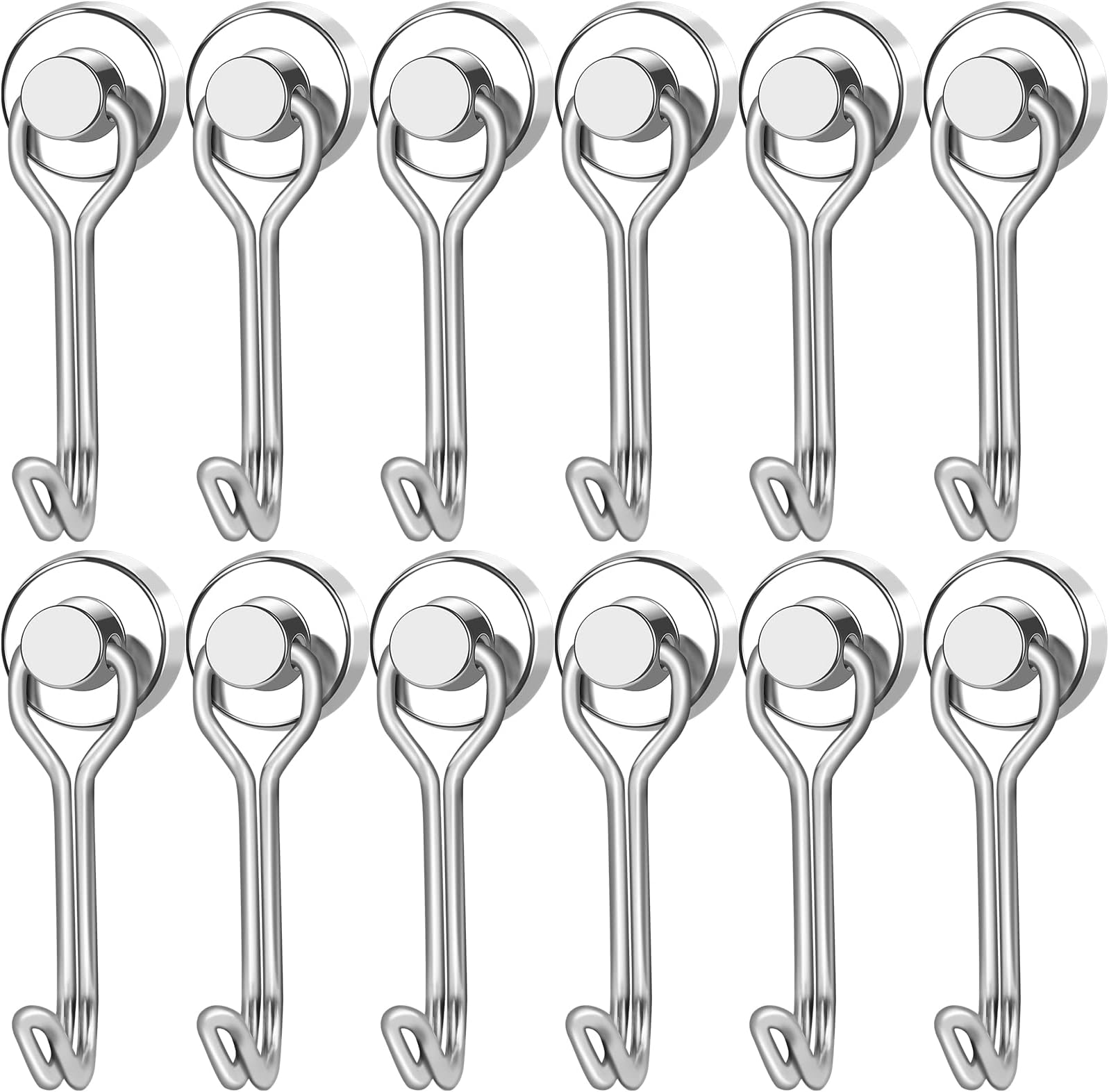 LOVIMAGMagnetic Hooks, 25LBS Swivel Magnet Hooks for Hanging, Magnetic Hooks Cruise Heavy Duty for Hanging, Cruise Cabins, Grill, Refrigerator, Kitchen, Locker, Door，Key and Calendar - Pack of 12