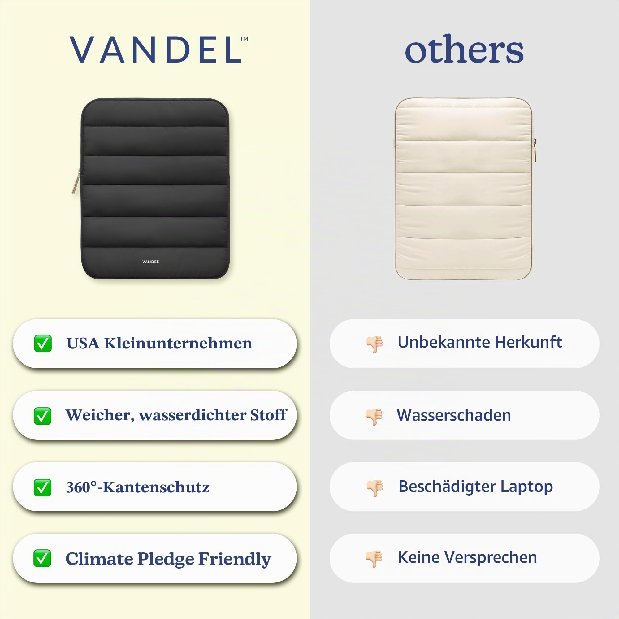 Vandel - The Original Puffy iPad Sleeve 9-11 Zoll Tablet Sleeve Schwarz i Pad Hülle für Damen und Herren Cute iPad Air Pouch 9 10 Zoll 11 Zoll Tasche