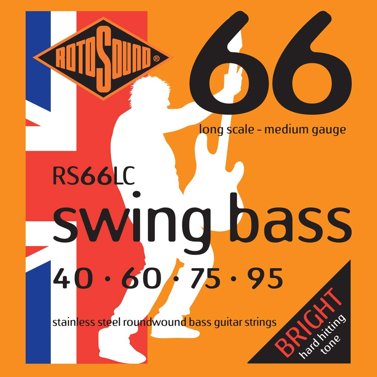 Rotosound RS66LC Swing Bass 66 Stainless Steel Bass Guitar Strings ((40 60 75 95)