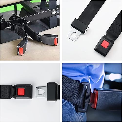Miniatura 5 de Cinturón de seguridad universal de 2 puntos ajustables para Go Kart, carrito de golf Club en negro (54 pulgadas con tornillos de instalación) (juego