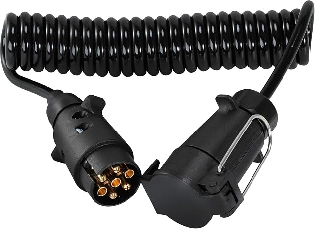 Voilamart 3M 7Pin Trailer Extension Cable with Trailer Adapter Plug Socket Connector,7 Core Extension Cable Lead RV Electrical Wiring Cable Connector for Towing Caravan Truck(Male to Female)