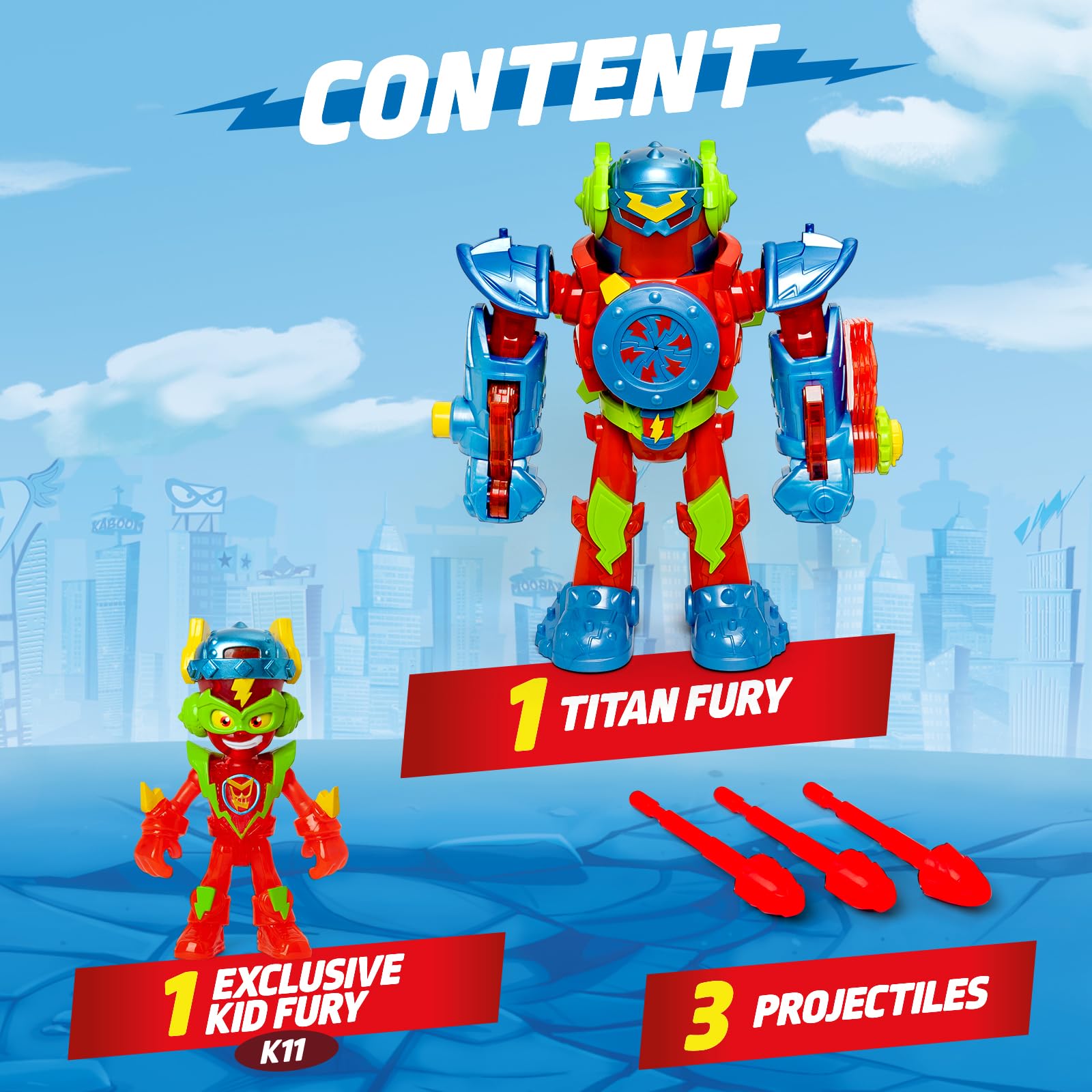 SUPERTHINGS Titan Fury – Wielki Robot Bojowy Mech z Ruchomymi Ramionami, Zestaw z Ekskluzywną Figurką Super Things, Zabawka dla Dzieci i Chłopców od Magicbox