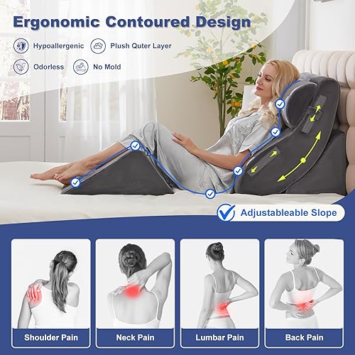 Miniatura 3 de Juego de 4 almohadas ortopédicas de cuña y cirugía BBL, soporte de espuma viscoelástica para glúteos, espalda, piernas, sistema de sueño poscirugía