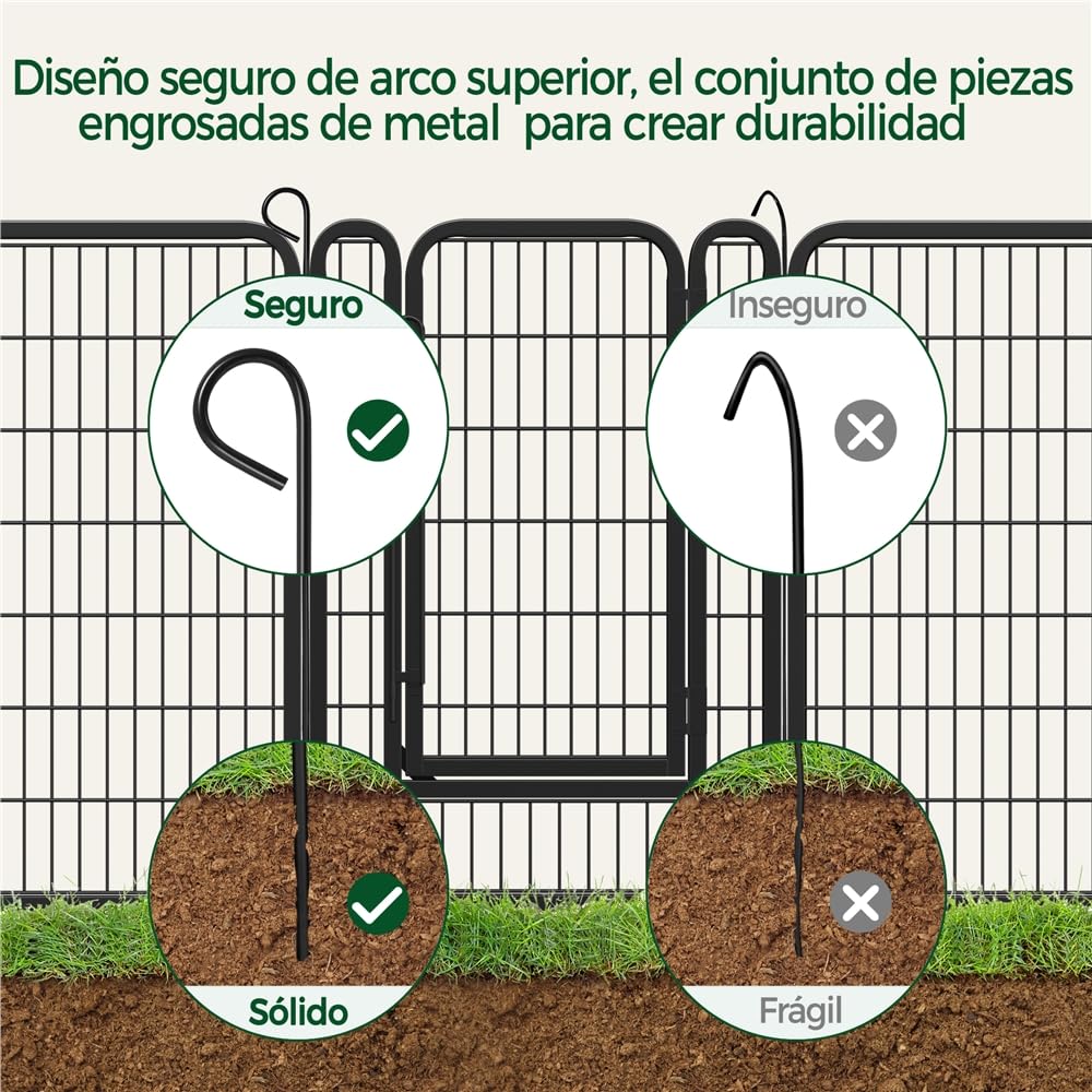 Yaheetech Parque para Perros 68 x 100 cm 8 Vallas para Perros pequeños, Conejos, Patos, roedores, jaulas para Perros Vallas Metálicas Vallas Exteriores para Perros con Bolsas de Almacenamiento