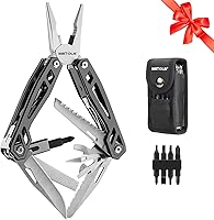 Vista 10 de WETOLS Multiherramienta con cuchillo de bolsillo, alicates de punta de aguja de acero inoxidable 27 en 1 con destornilladores, herramienta multiusos