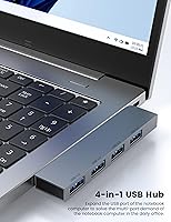 Vista 3 de Concentrador USB (1 derecho y 1 izquierdo), concentrador USB Fidioto de 4 puertos (1 puerto 3.0, 3 puertos 2.0) divisor USB expansor USB