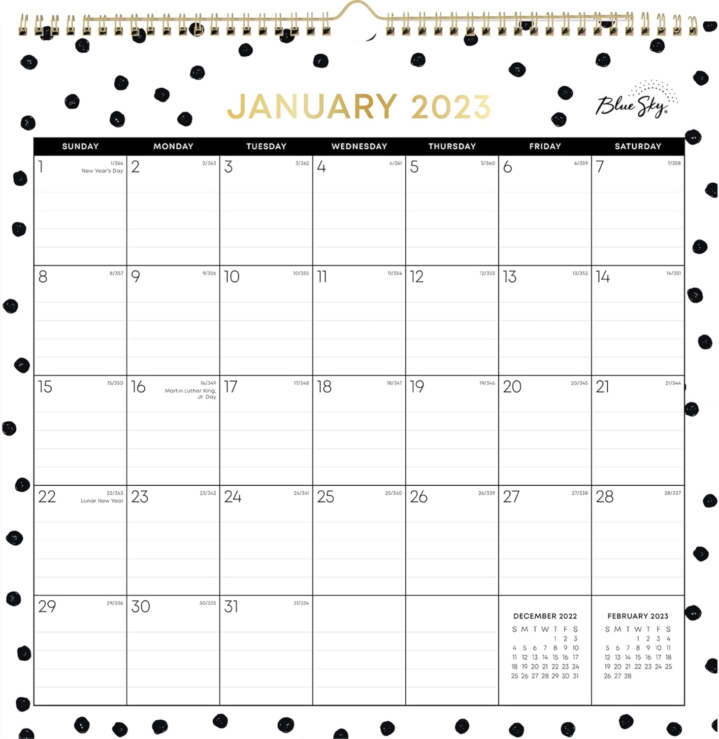 Blue Sky™ Monthly Wall Calendar, 12" x 12", Deelie, January