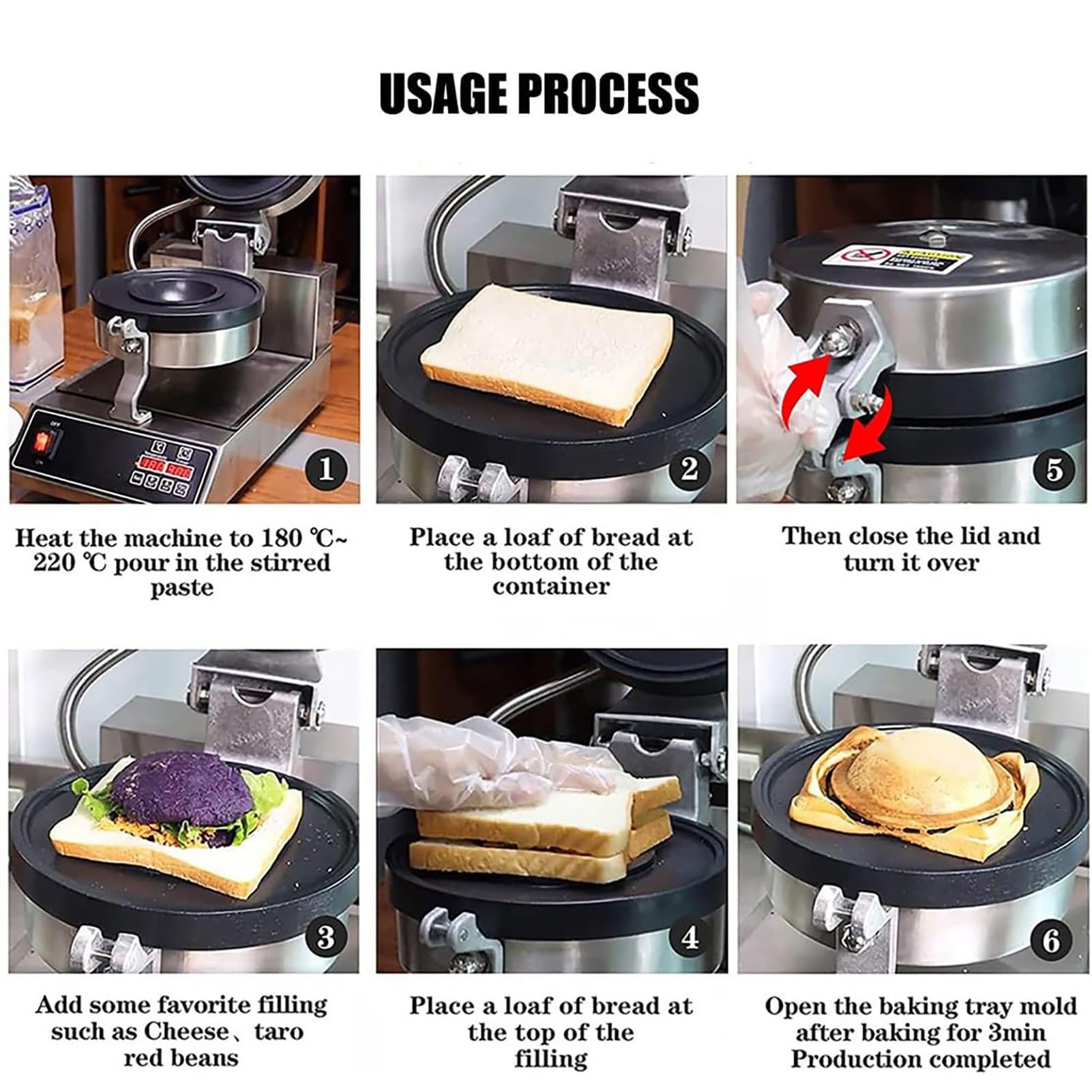 MáQuina Para Hacer Hamburguesas Y SáNdwiches Ufo, Prensa EléCtrica Para Hamburguesas Con Placa Antiadherente Giratoria De 180° - Gofrera - MáQuina Para Hamburguesas(Dual)