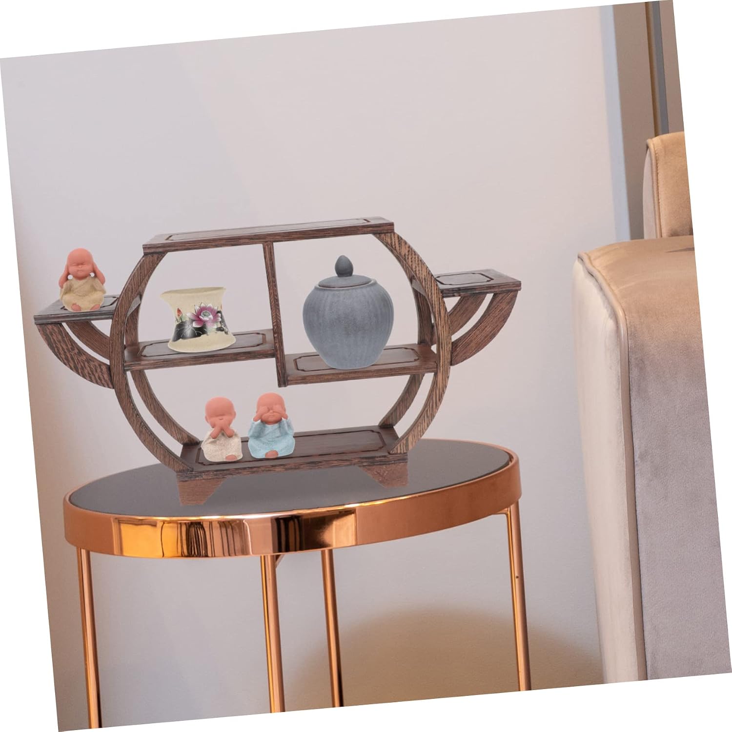 ORFOFE 1piece Antique Wooden Curio Display Stand for Home Decoration Chicken Wing Wood Craft Frame for Living Room Bedroom Office Unique Artistic Atmosphere