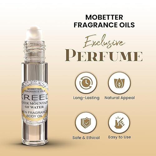 Miniatura 3 de MOBETTER FRAGRANCE OILS - Aceite corporal para hombre, imitación de Creed Silver Mountain Water, botella a bolilla, 13 onzas (10 ml)