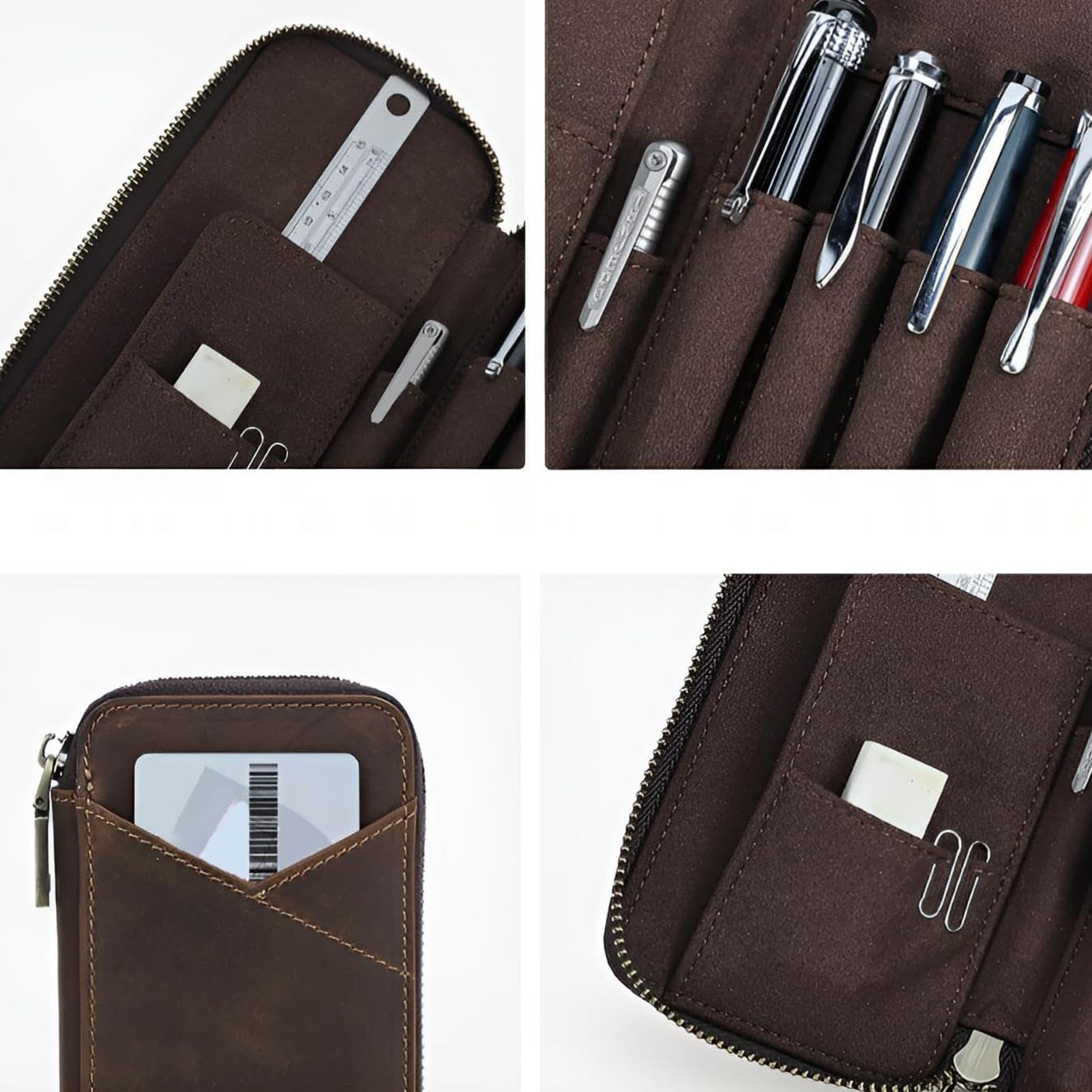Astuccio Portapenne In Pelle Borsa Ampia Con Cerniera A 5 Scomparti Per | Astuccio Portamatite In Tessuto per Bambini Adulti Pennarelli Penne Colorate Casa Viaggio Scuola Classe
