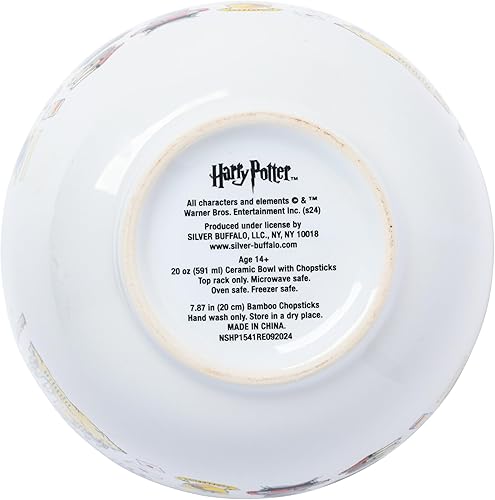 Miniatura 86 de Silver Buffalo - Cuenco con palillos para arroz, fideos o ramen, de cerámica, modelo Hogwarts Railways con escudo, de Harry Potter, apto