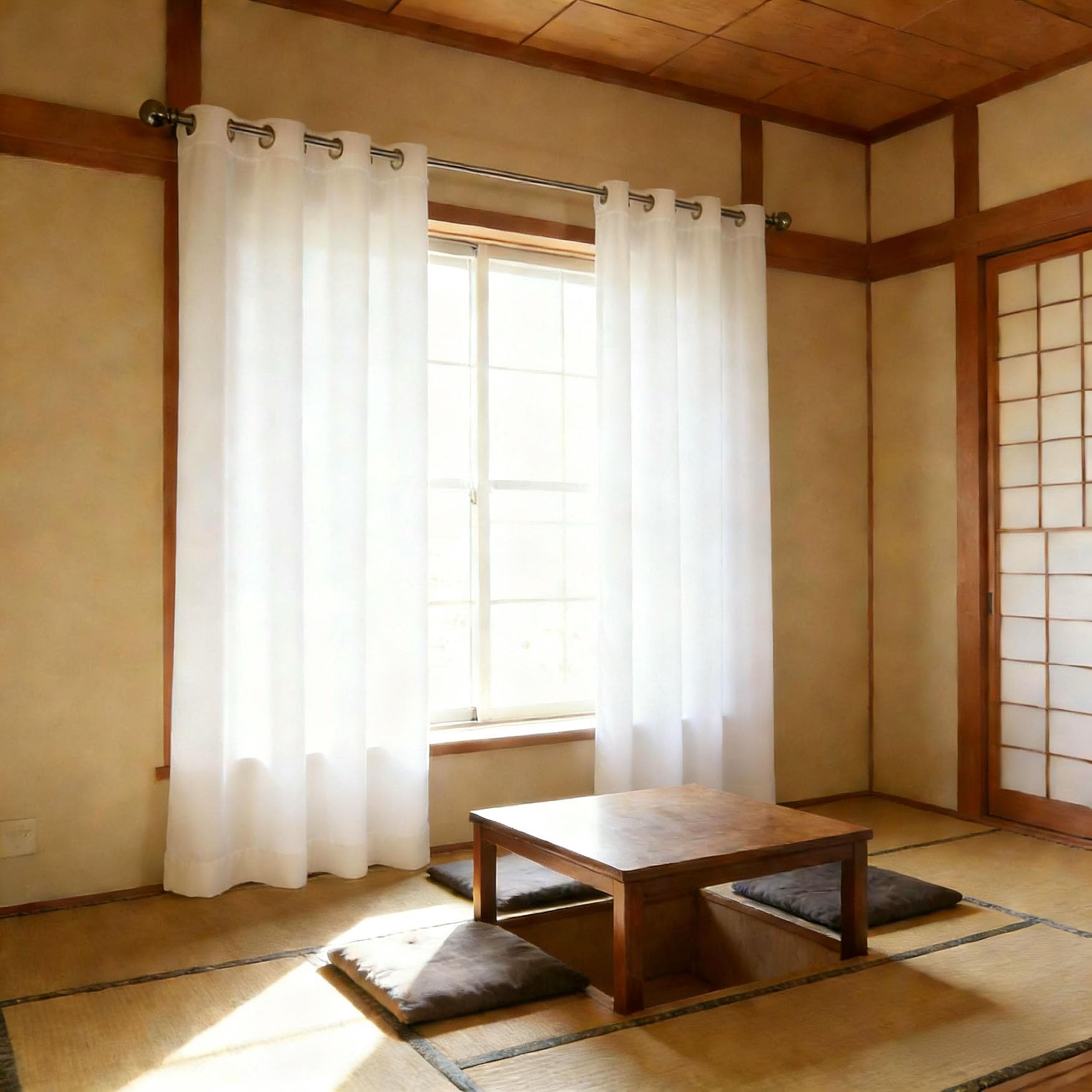 Rideau pour fenêtre de chambre blanc thermique et opaque à oeillets