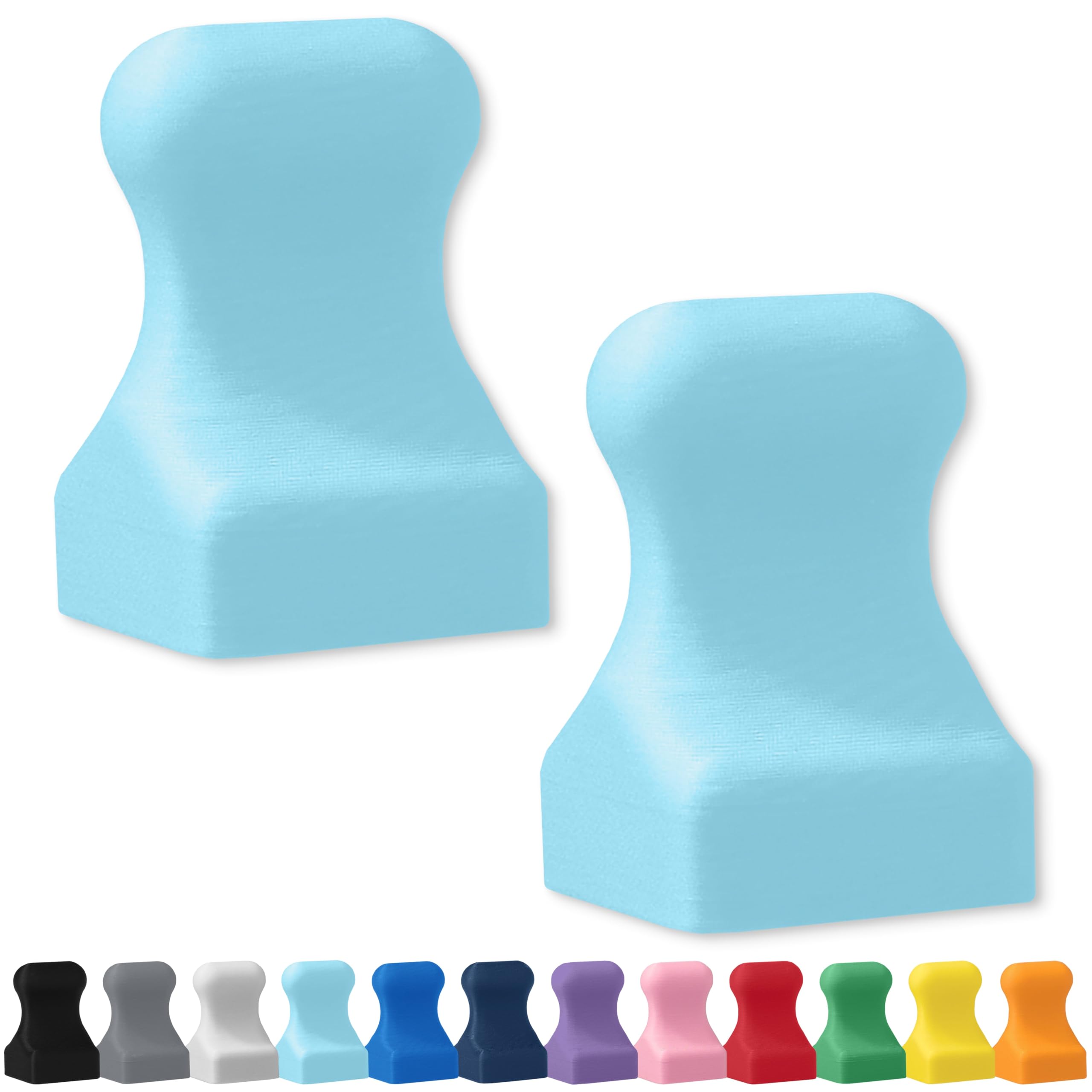 Glassboard Studio Ice Blue Pawn Minipawn Magnet - Strong Neodymium Rare Earth Magnets For Fridge, Whiteboard, Locker & Magnetic Glassboards - Ideal For Crafting & Office Use - Strong Fridge Magnets (Ice Blue, 2)