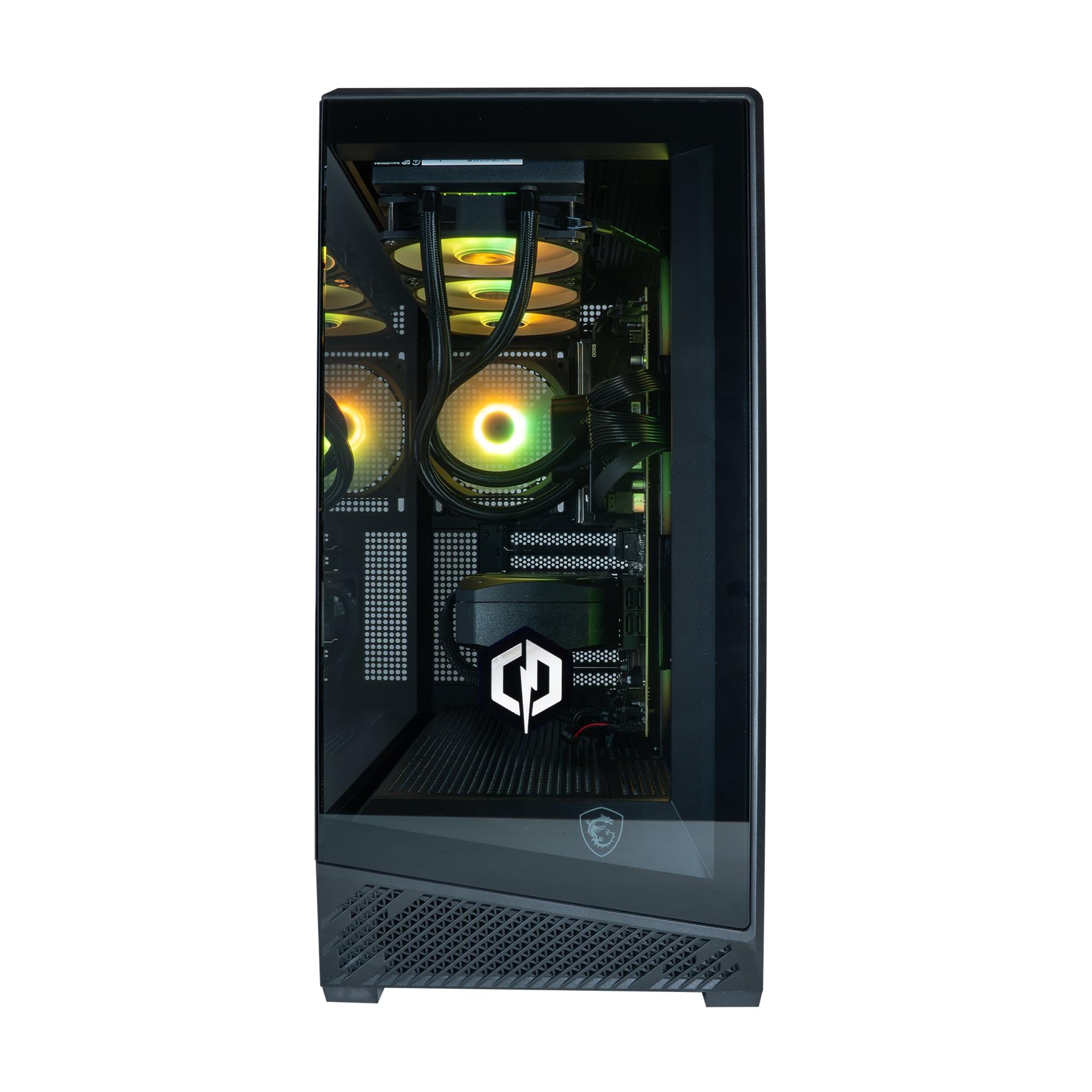 CyberpowerPC x MSI PBM Gaming PC - AMD Ryzen 7 9700X, Nvidia RTX 5070, 32GB RAM, 1TB NVMe SSD, 850W PSU, Windows 11, Liquid Cooling, Mag Pano 130R PZ Black Case