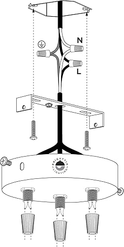 Miniatura 6 de BRIGHTTIA Toldo de techo negro de 3 puertos con empuñaduras de cable de nailon  Kit de conversión de accesorio colgante enchufable a cable  Placa de