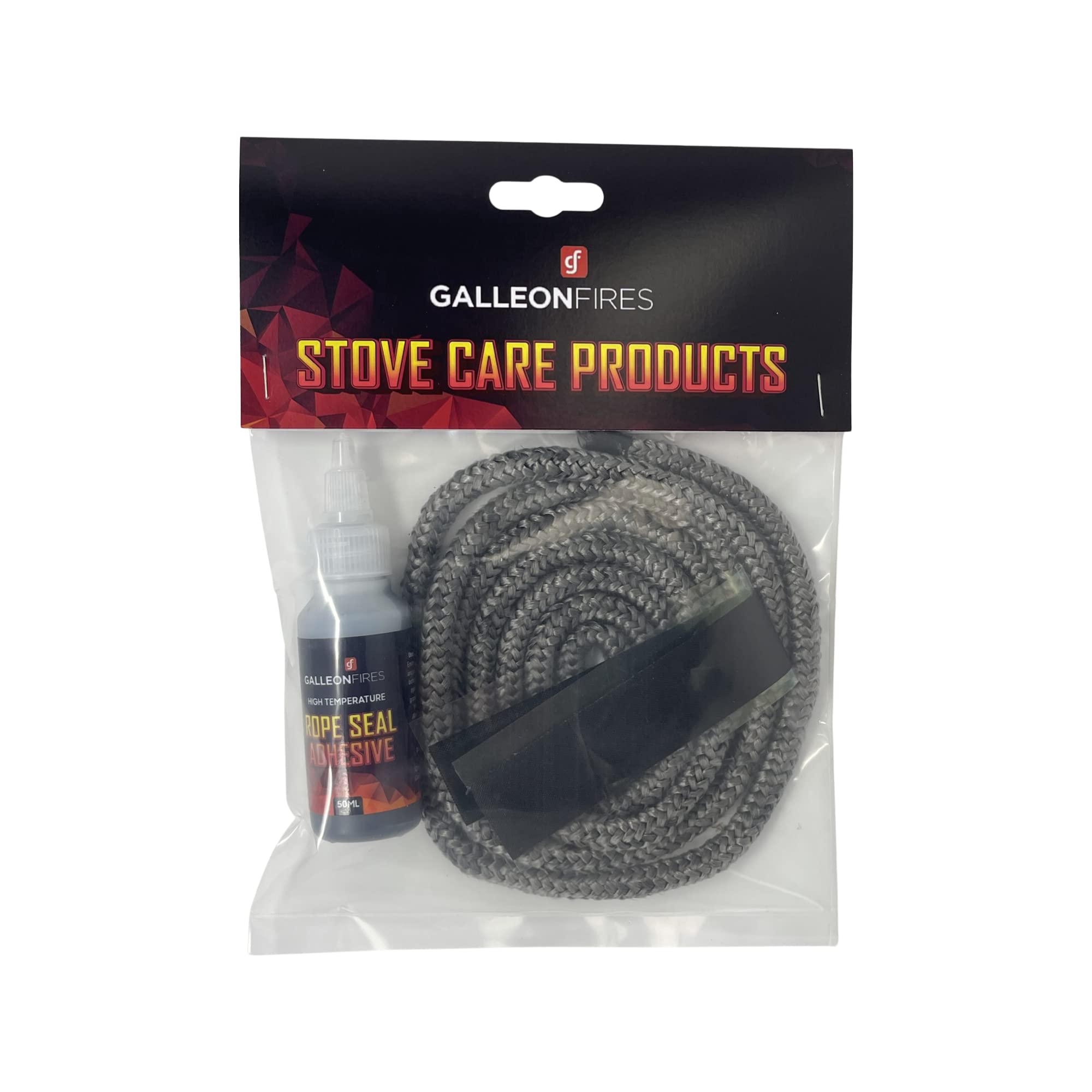 8mm Black Soft Stove Rope - Replacement Black Stove Rope Kit for Stove Door Seal with 50ml Glue & Tape - Heat Resistant 2 x 8mm Soft