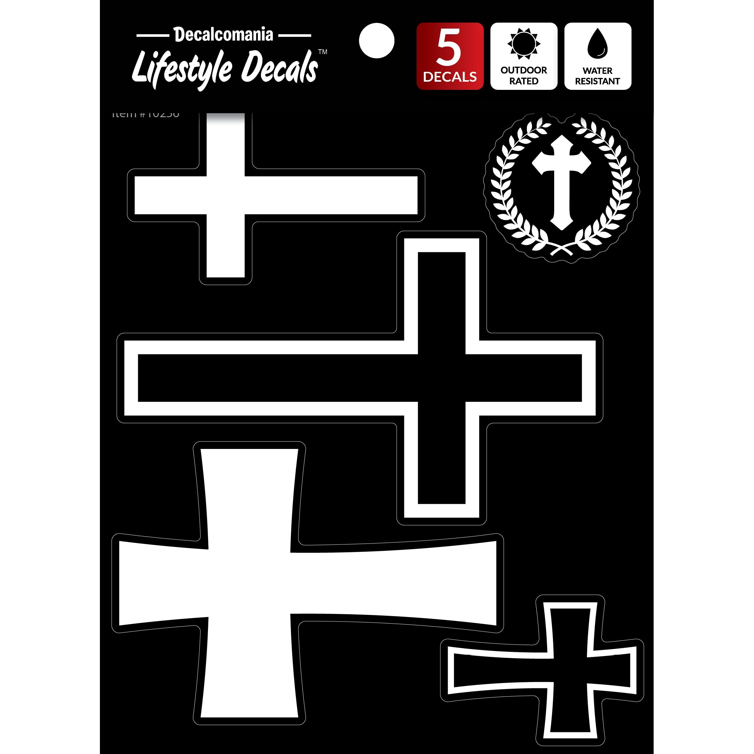 Decalcomania Christian Crosses Decals - Stickers for Car or Truck Window- Black White Cross Car Sticker and Christian Cross Stickers
