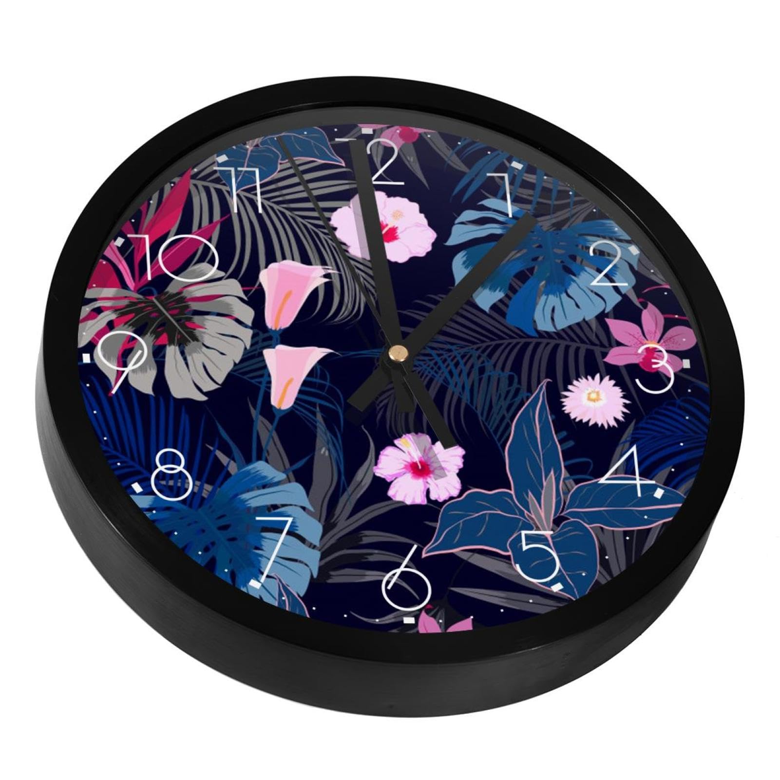 Horloge murale silencieuse tropicale à piles pour salon et cuisine