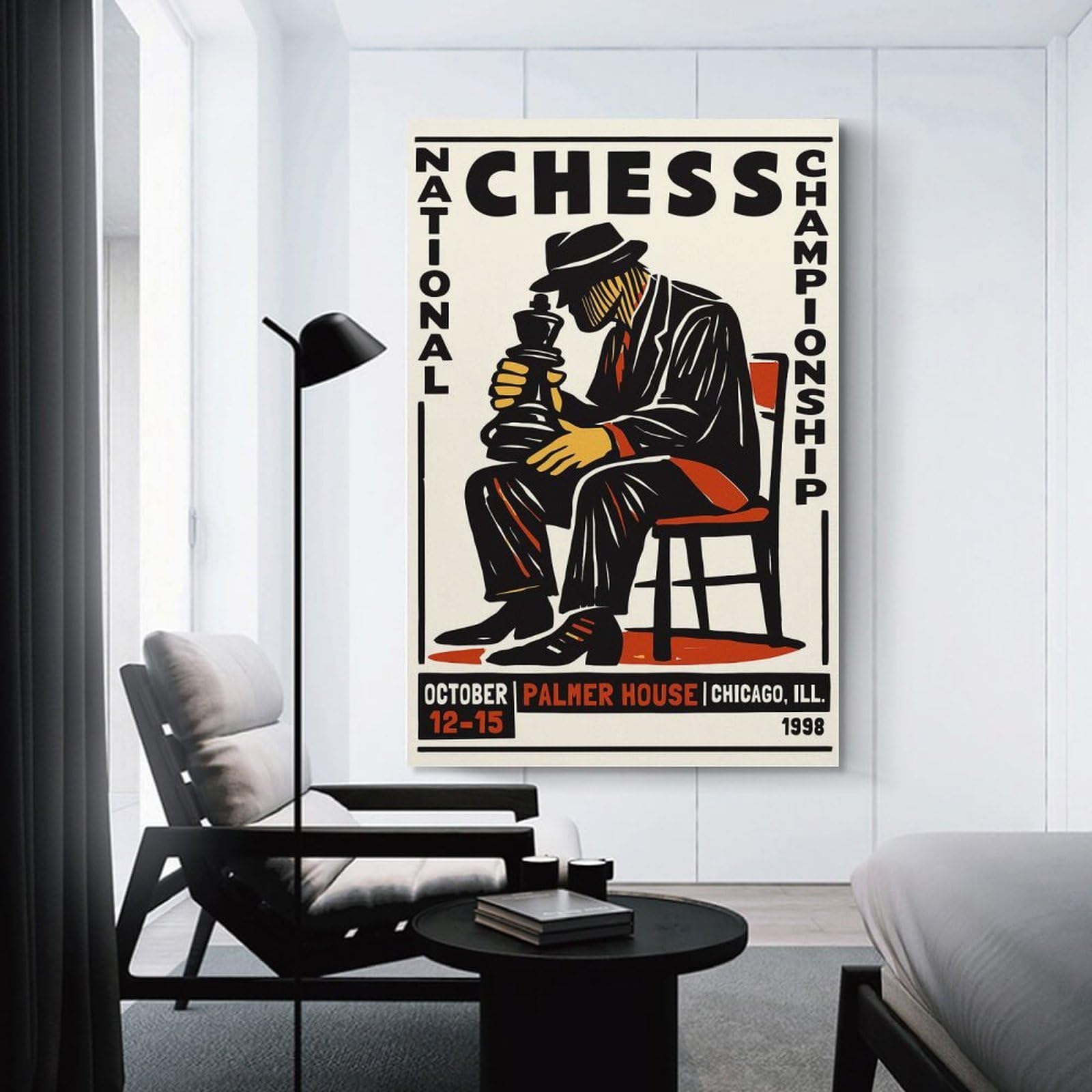Junmoney Canvas Art Print National Chess Championship 1998, 20x30inch(50x75cm), for Calm Bedrooms, Home Corners Or Flats, A Warm Accent for Relaxed Interiors