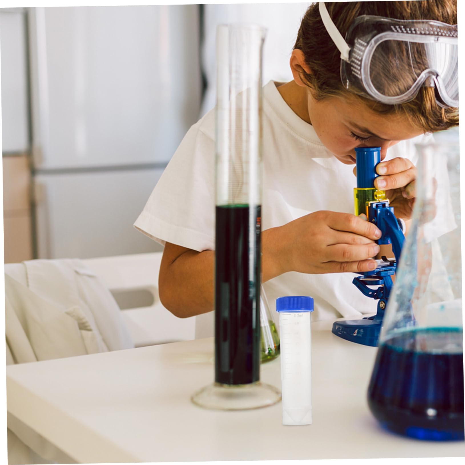 Provette Centrifughe da Laboratorio 50ml Pp con Tappi a Vite | Fondo Piatto, Confezione da 50 Pezzi, Chiusura a Tenuta, Struttura Robusta