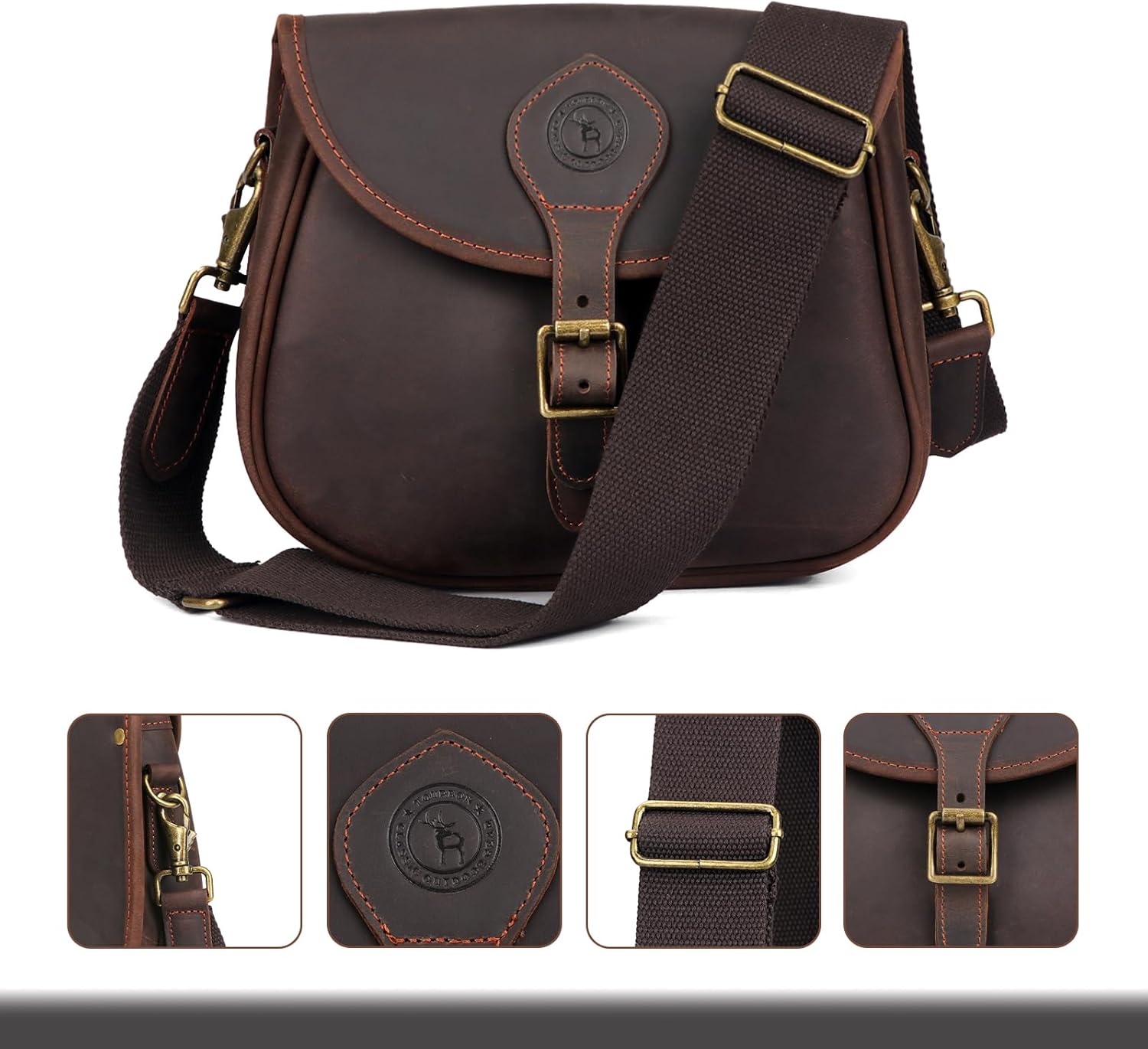 TOURBON Leather Cartridge Bag 12GA 20GA 16GA 28GA Shotgun Shell Holder Bag for Skeet Trap Sporting Clay SHooting