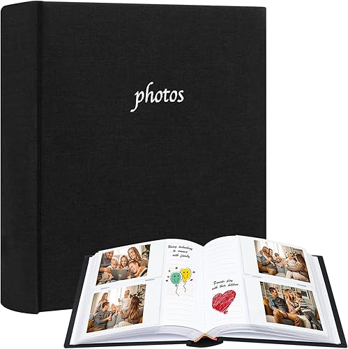 Álbum de fotos para cámara Fujifilm Instax Wide 300, cubierta de lino, 120 bolsillos álbum de fotos con espacio de escritura para cámara instantánea