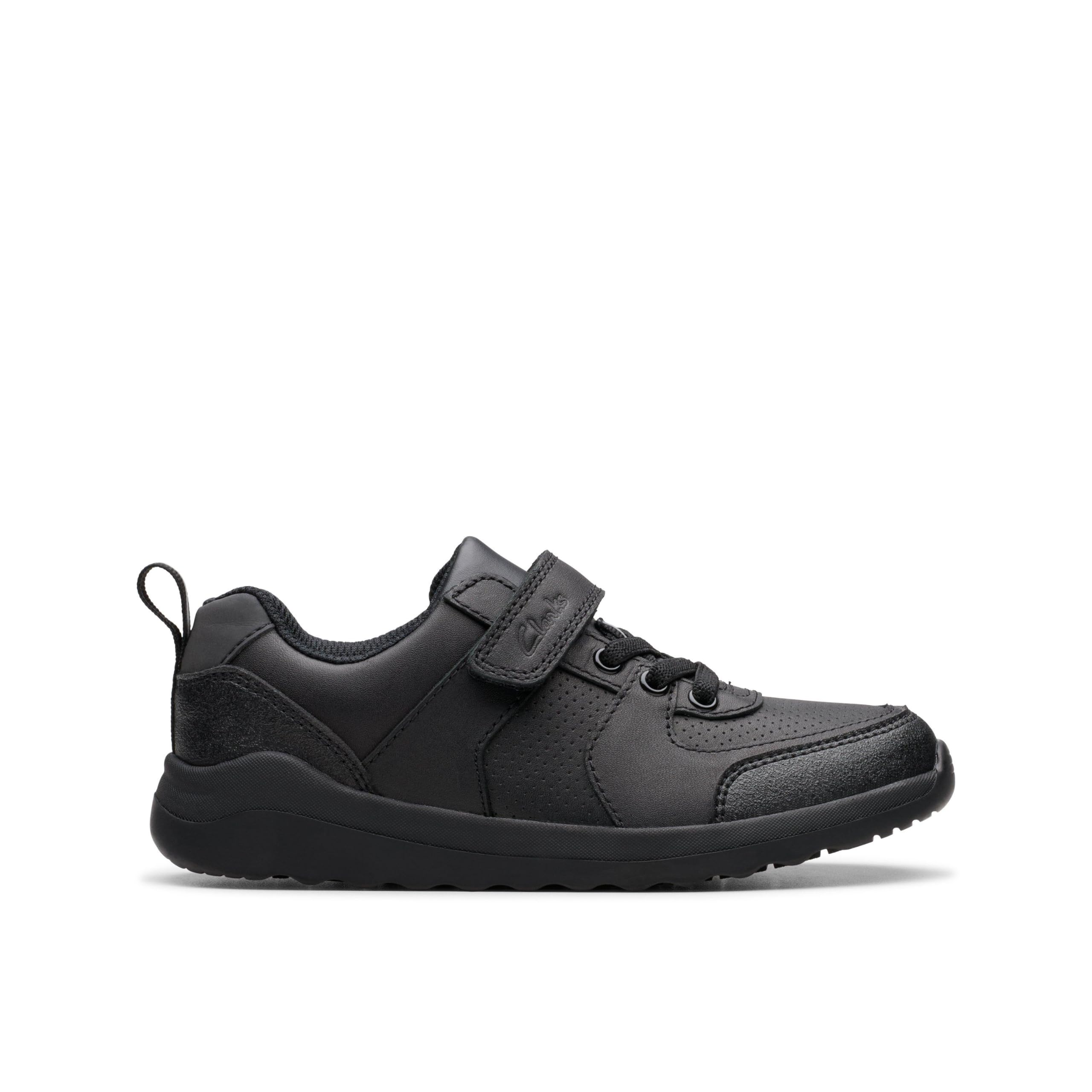Clarks Daze Bright K Childrens Black Leather, 10.5