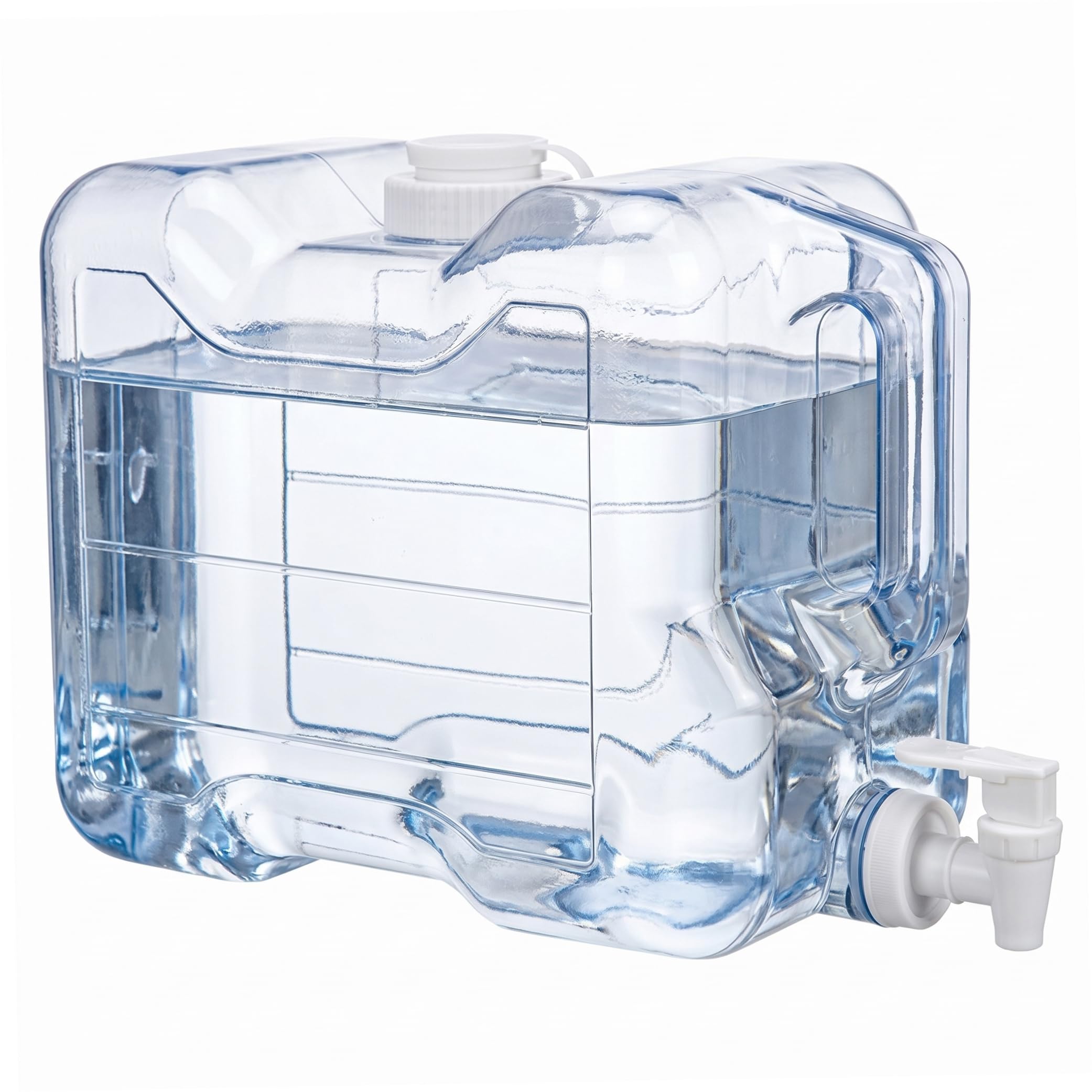 StaZamor 5.7L Portable Square Fridge Water Dispenser with Spigot & Handle, Transparent Blue Refrigerator Water Container, Beverage Dispenser for Cold Drinks, Juice, Lemonade