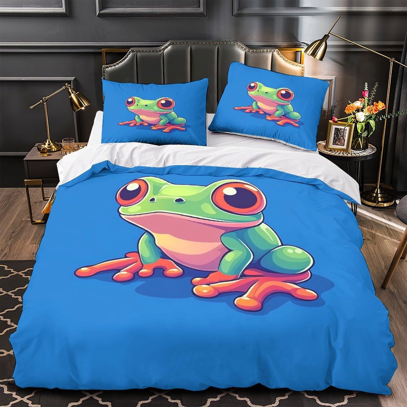 Drap de couette grenouille pour chambre d'adolescents et adultes adorant l'ambiance nature