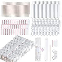 Vista 8 de 20 juegos de kit de manicura desechable básico de 4 piezas para viajes, cepillo de agarre, mini pulidor de uñas, lima de uñas y palo de madera