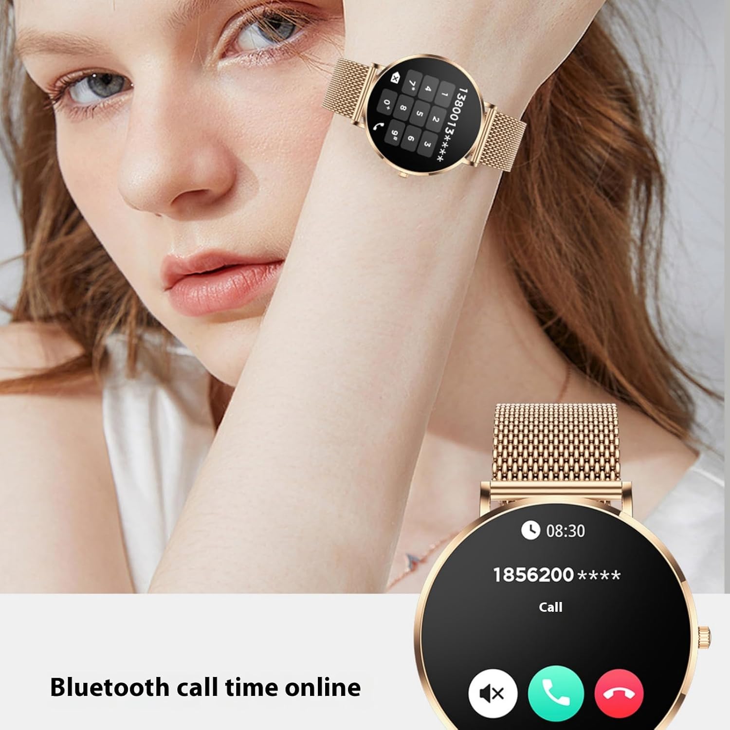 XIEFEI T8Pro Smart Watch displaying a call interface with options to answer or reject.