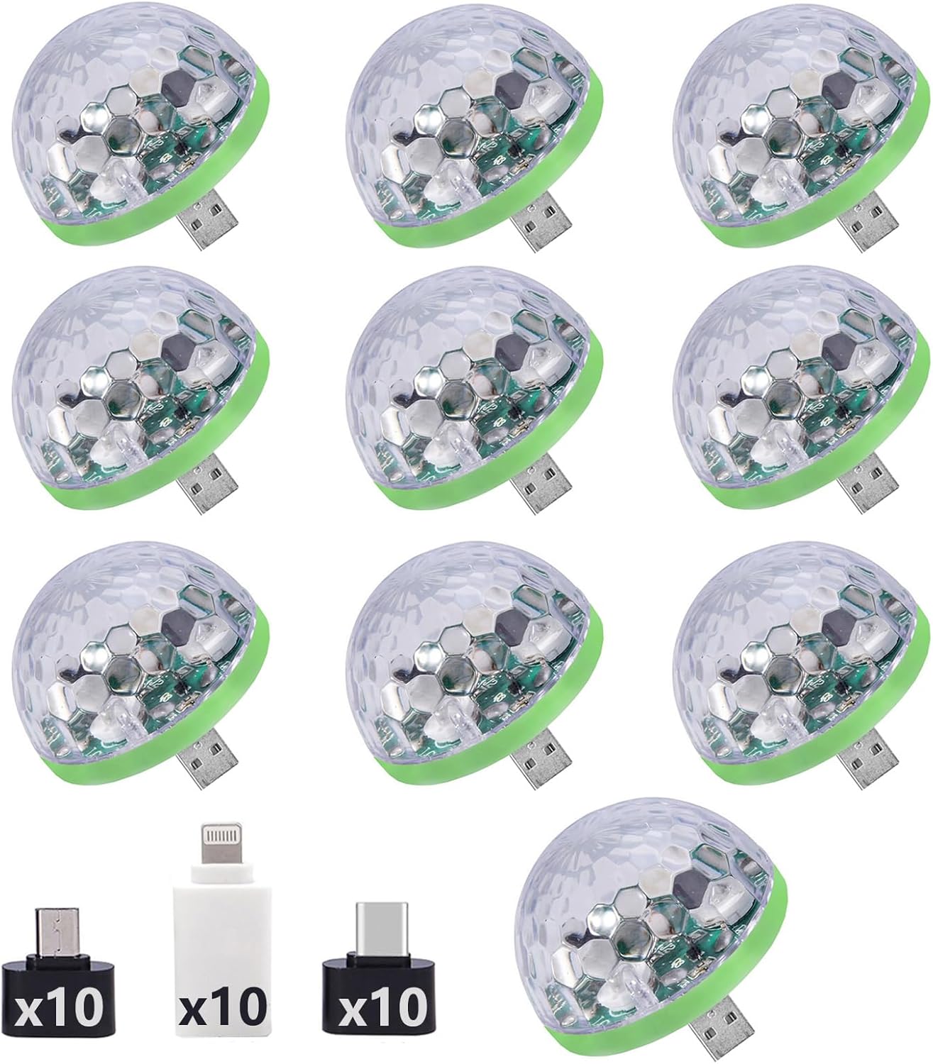 USB Party Lights Mini Disco Ball,Led Small Magic Ball Sound Control DJ Stage Light Colorful Strobe RGB Lamp for Christmas/Brithday/Wedding/Club/Karaoke Decorations,Suitable for Mobile Phones (10 pcs)