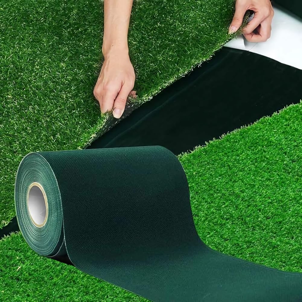 Cinta de sutura de césped artificial de 150 mm * 10 m cinta de césped cinta de césped, utilizada para césped de jardín Astro y césped artificial de alta densidad (negro / verde) (verde)