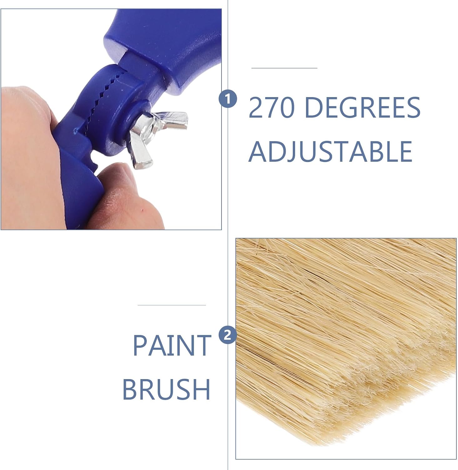Adjustable 2.5-inch Angled Paint Brush for Wall Painting and Latex Paint, Fine Detail Painting Tool with 270° Swivel Head for Precise Color Separation and Smooth Application