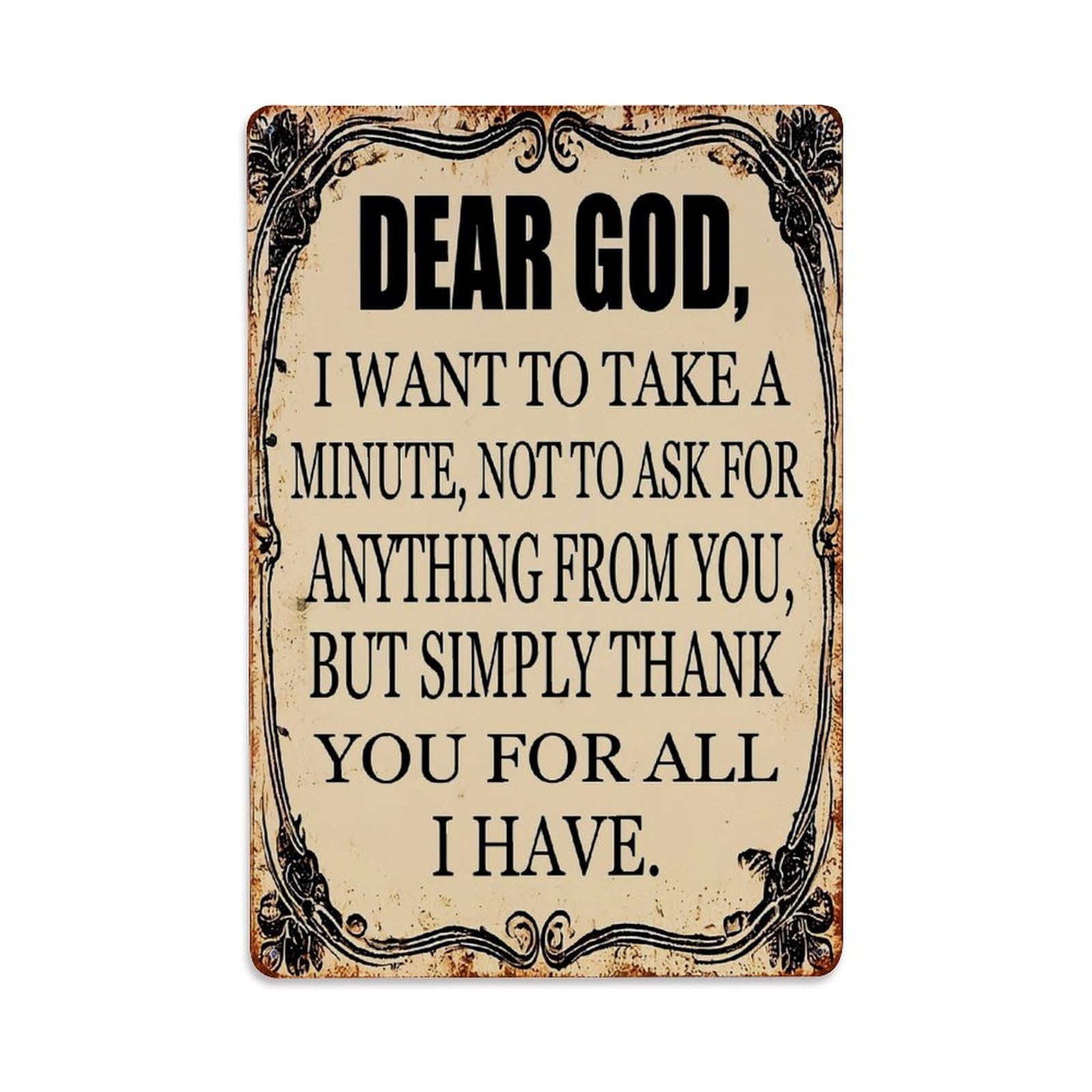 Jdfenggu Vintage Dear God I Want To Take A Minute Not Retro Metal Tin Sign, Decor Art Poster For Bar, Home, Man Cave, Kitchen, Laundry Room Gift 8X12inch