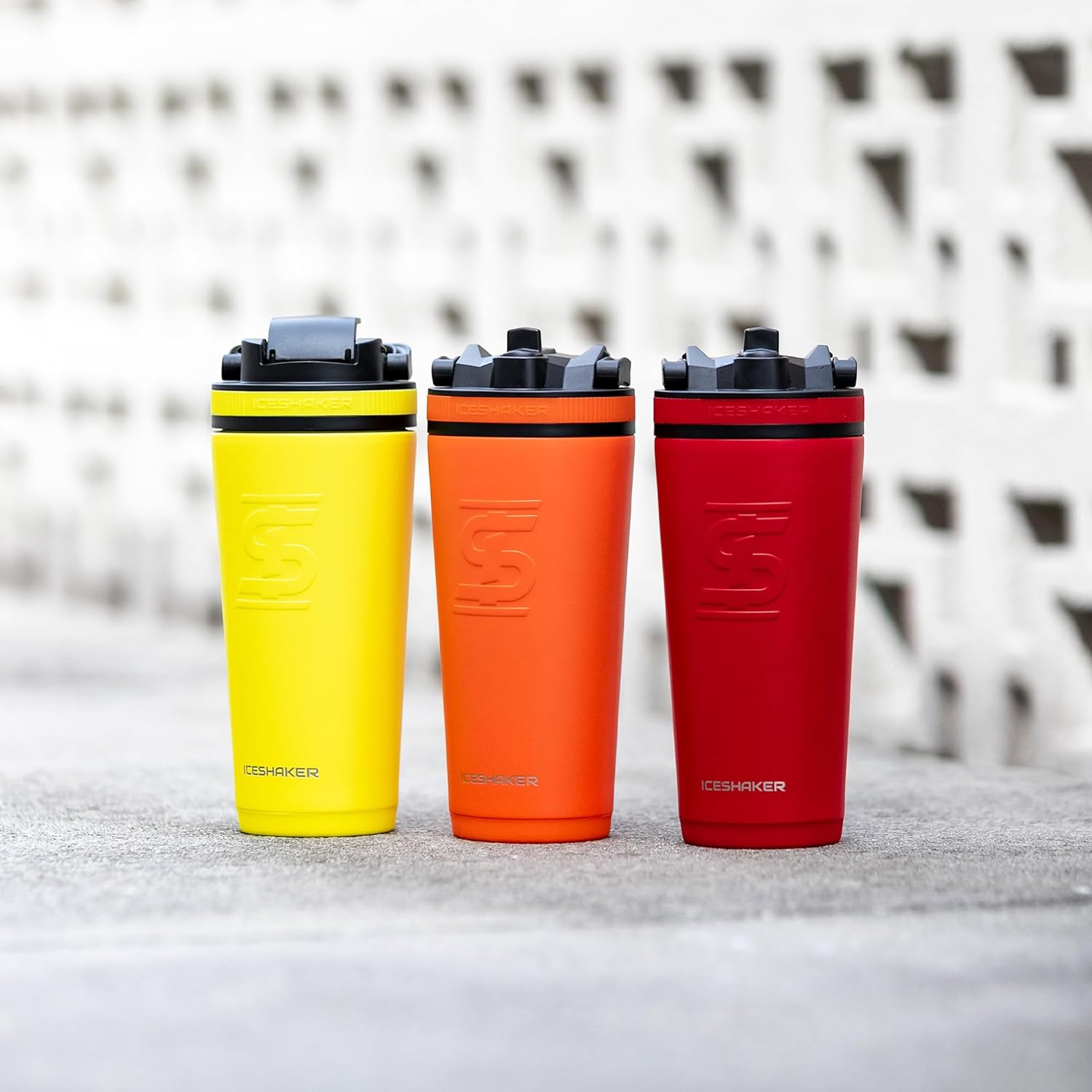 Ice Shaker Insulated Stainless Steel Sports Bottle | 26 oz, Stainless steel | Stays Cold for 30+ Hours | Flip Up Sport Straw | Odor-Free Bottle for Protein Shakes, Water, Intra-Workout