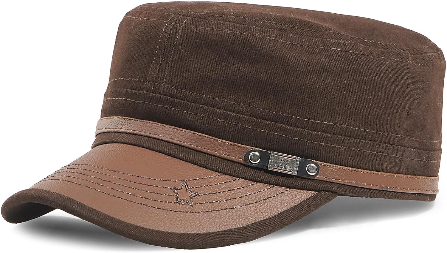 Men Flat Top Hat Cadet Army Cap Twill Cotton Baseball Military Cap