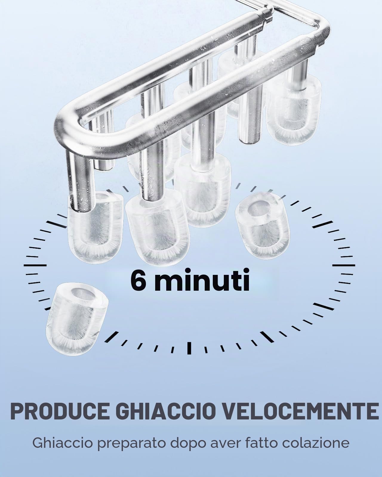 Silonn Macchina per il ghiaccio portatile, macchina per il ghiaccio autopulente con maniglia per il trasporto, include cestino e paletta, produce 9 cubetti di ghiaccio in 6 minuti, capacità