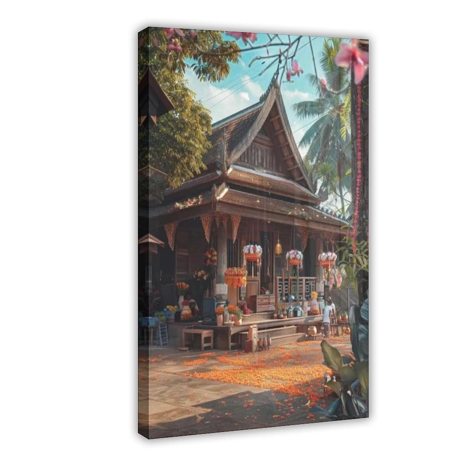 Songkran Festival Water Festival Scena Canvas Poster Wall Art Decor Stampa Dipinti per soggiorno camera da letto Decorazione 50,8 cm L x 76,2 cm W